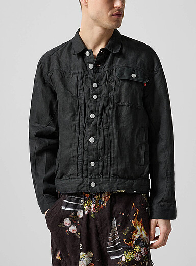 La veste Trucker lin froiss&eacute;