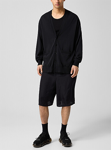 Undercover: Le bermuda fluide rayures banquier Bleu marine - Bleu nuit pour homme