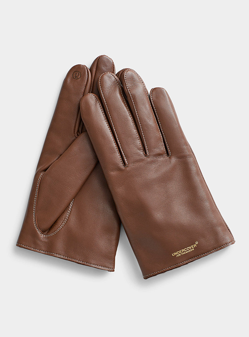 Undercover Brown Topstitched black gloves for men