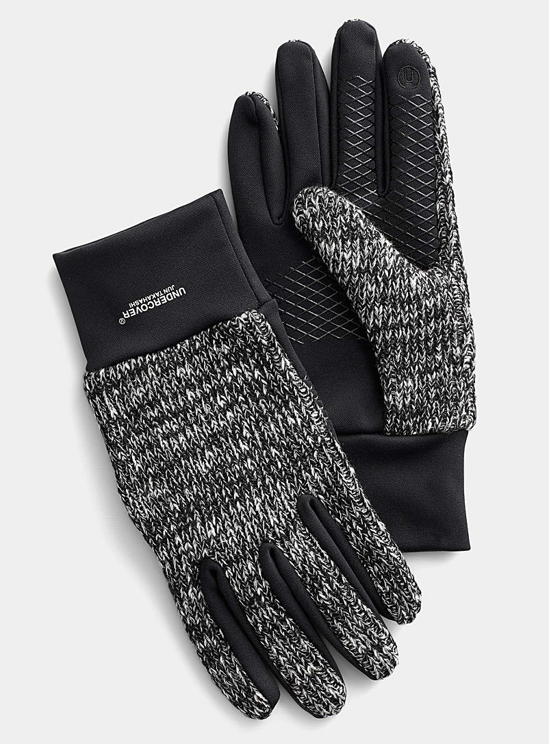 Undercover Black Two-tone knit gloves for men