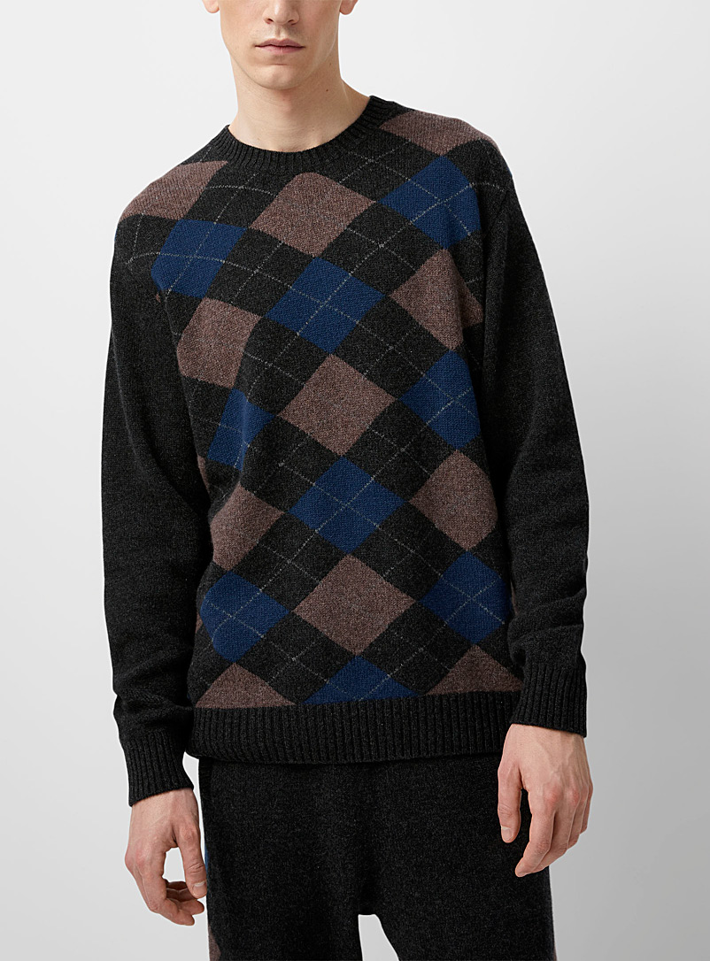 Undercover Charcoal Argyle accents cashmere sweater for men
