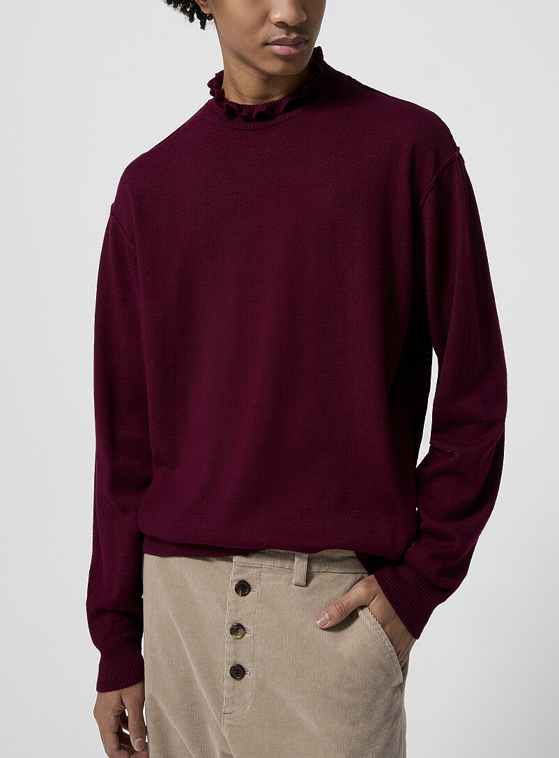 T-shirt Homme BLK DNM - Couleur Bourgogne - 100% Coton Pima - Taille M - Neuf Avec Défaut (trou)