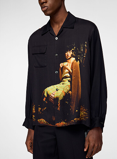 Undercover Black Cindy Sherman flowy open-collar shirt for men