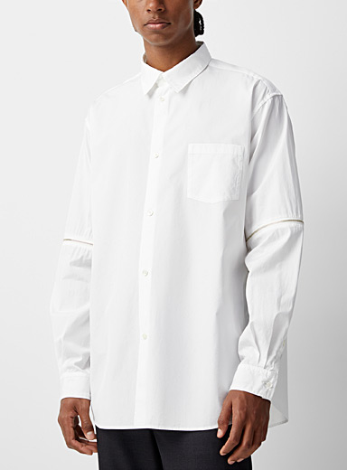 Undercover White Zipped sleeve poplin shirt for men