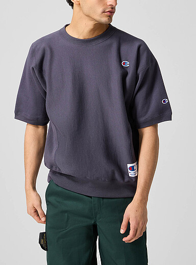 Undercover Patterned Grey Undercover x Champion beaded logo short-sleeve sweatshirt for men