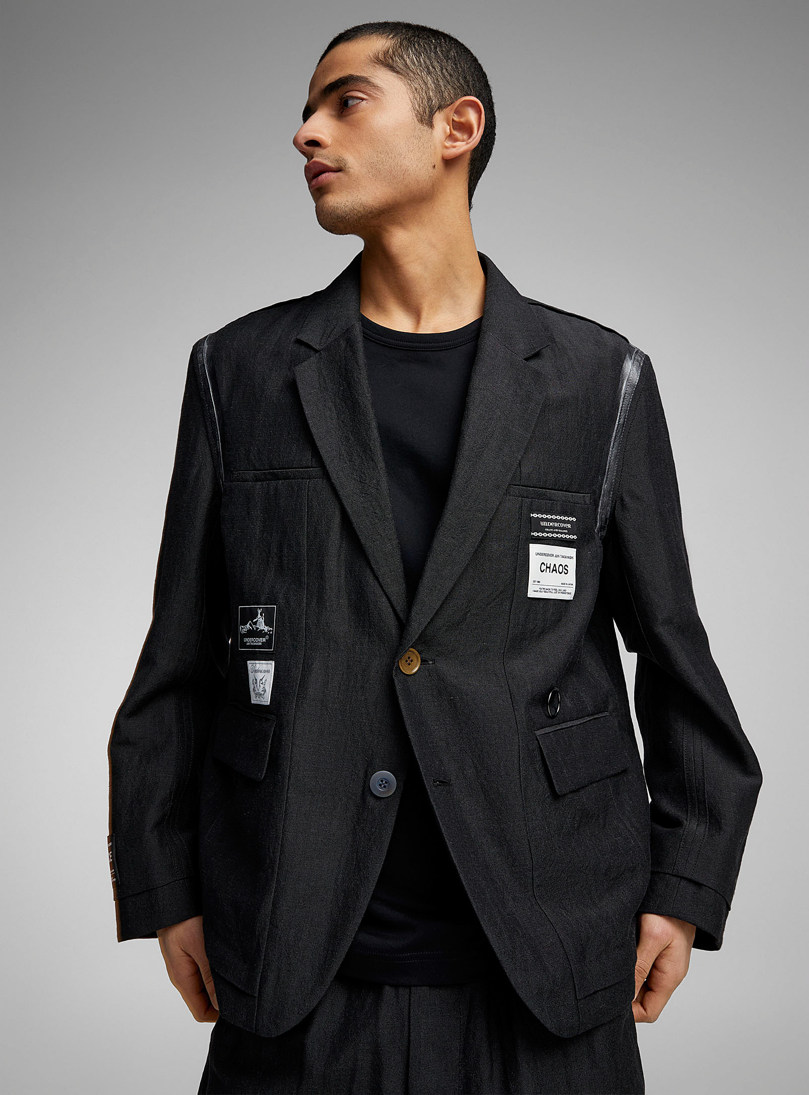 Shop Undercover Signature Labels Supple Jacket In Charcoal