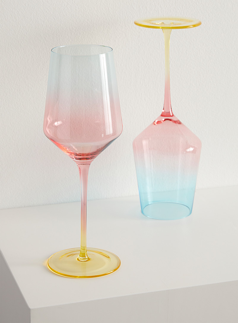 Simons Maison Assorted Tricolour wine glasses Set of 2