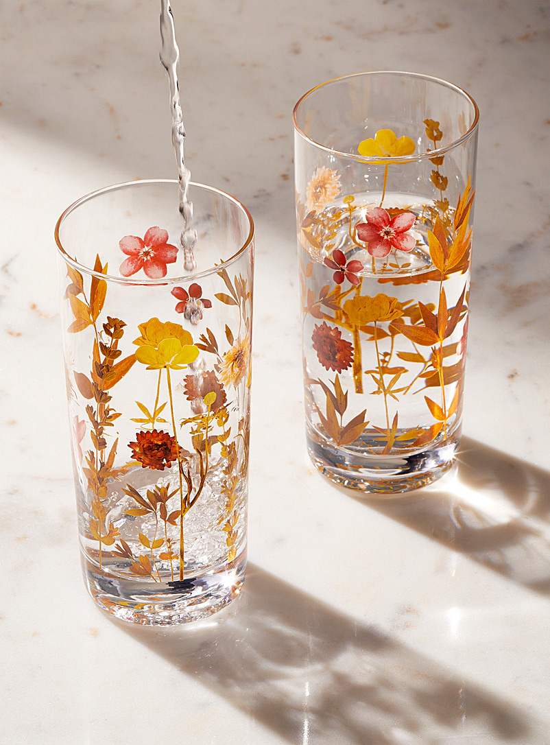 Simons Maison Assorted Dried flowers large glasses Set of 2