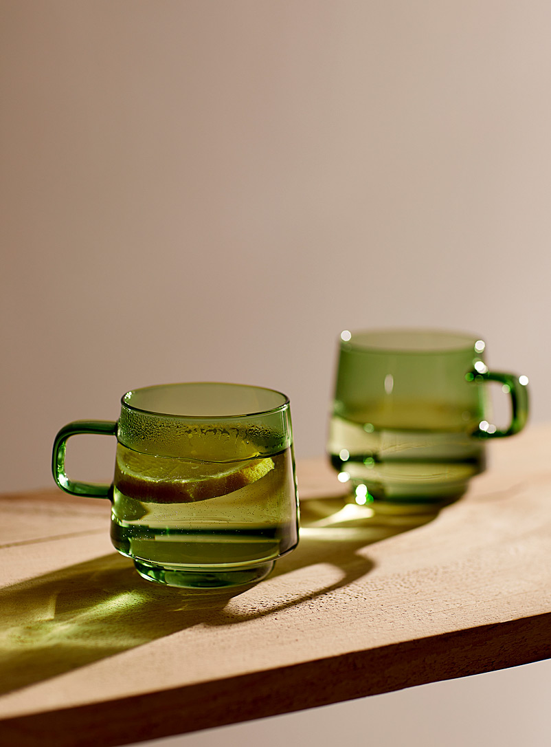 Simons Maison Green Olive glass cups Set of 2