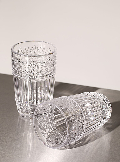 Les grands verres fleurs emboss&eacute;es Ensemble de 2