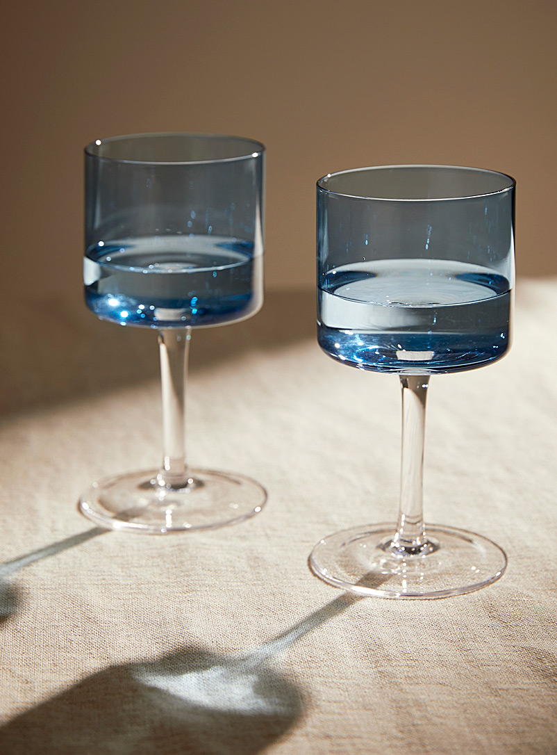 Simons Maison Blue Two-tone wine glasses Set of 2