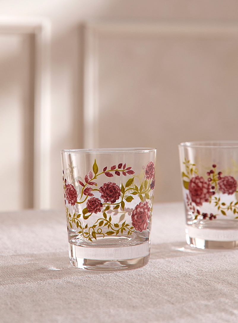 Simons Maison: Les petits verres fleurs rosées Ensemble de 2 Assorti