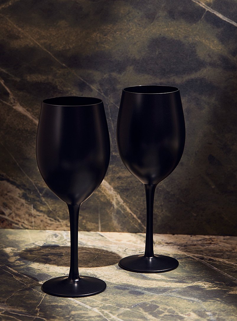 Les verres à vin noirs Ensemble de 2, Simons Maison, Vaisselle et  ustensiles, Salle à manger