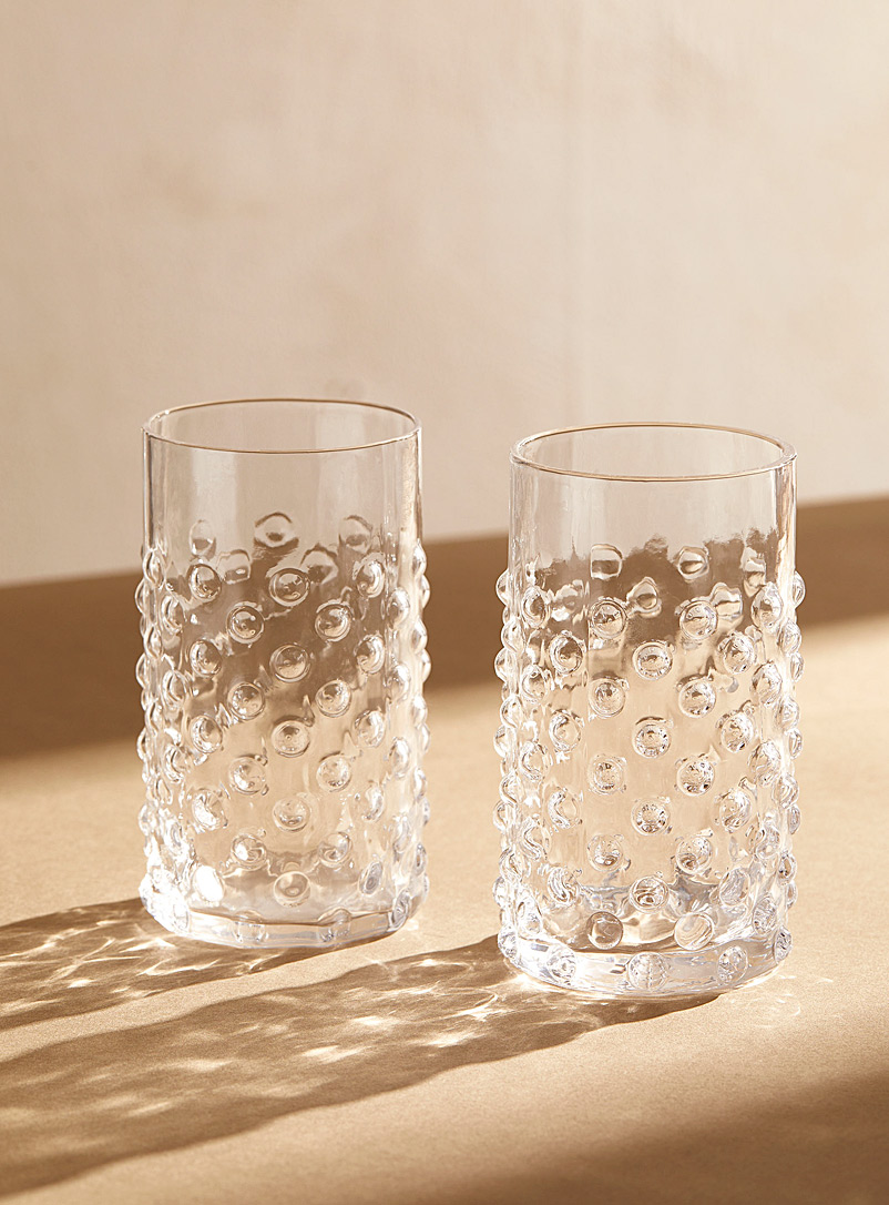 Simons Maison Assorted Embossed polka dots large glasses Set of 2