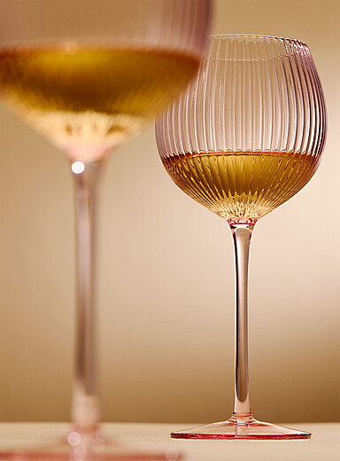 Simons Maison Pink Grooved wine glasses Set of 2