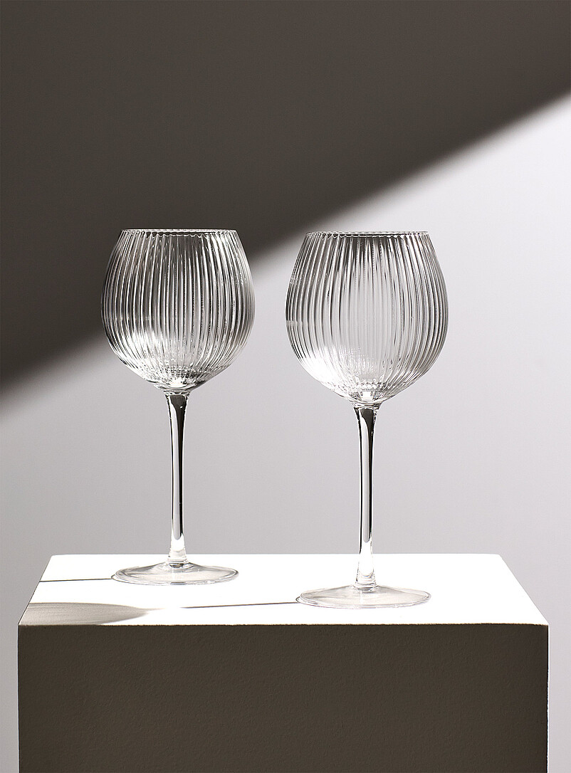 Simons Maison: Les verres &agrave; vin rainures Ensemble de 2 Assorti