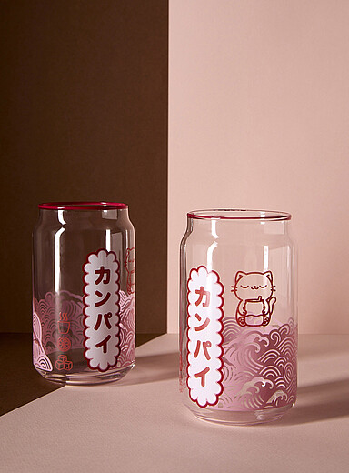 Les verres &agrave; caf&eacute; glac&eacute; chat kawaii Ensemble de 2