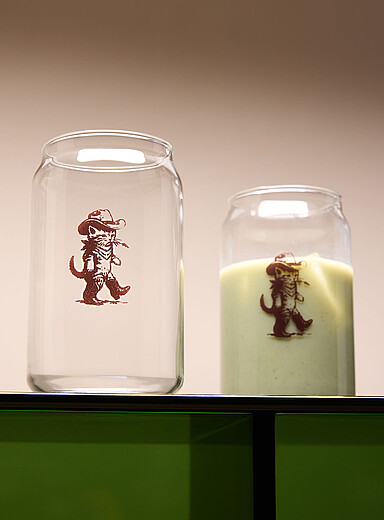 Les verres illustr&eacute;s chat cowboy Ensemble de 2