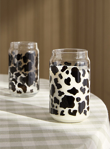 Cow print iced coffee glasses Set of 2
