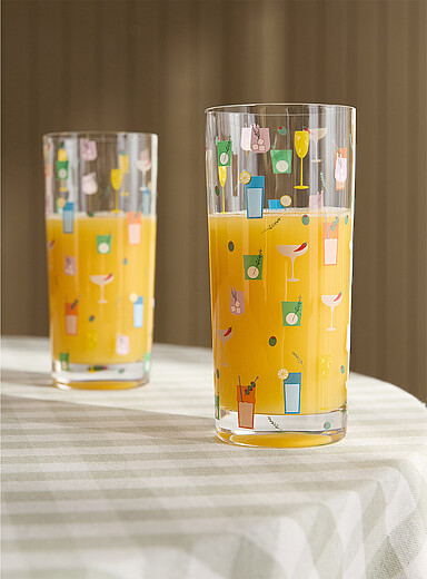 Simons Maison: Les verres imprim&eacute;s cocktails Ensemble de 2 Assorti