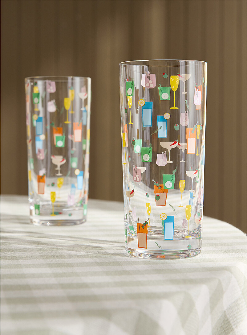 Simons Maison: Les verres imprim&eacute;s cocktails Ensemble de 2 Assorti