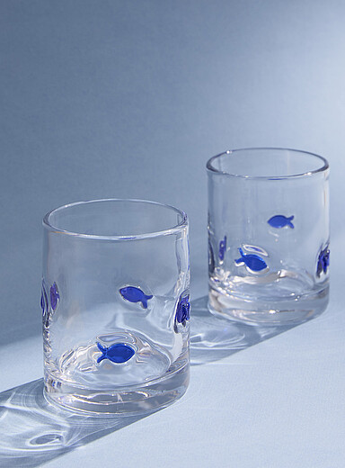 Les petits verres poissons relief Ensemble de 2