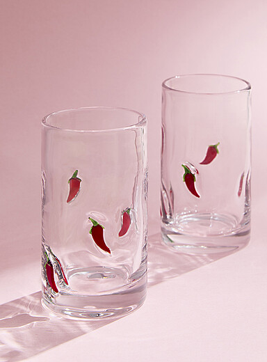 Les verres piments forts relief Ensemble de 2
