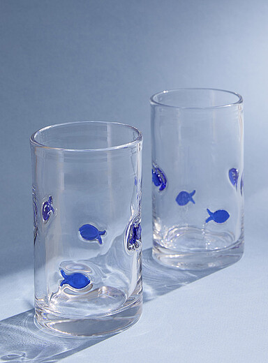Les verres poissons relief Ensemble de 2