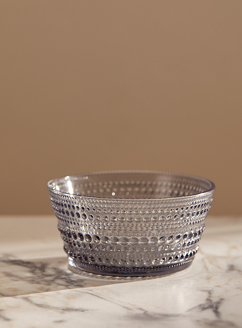 Simons Maison Slate Grey Embossed polka dots transparent bowl