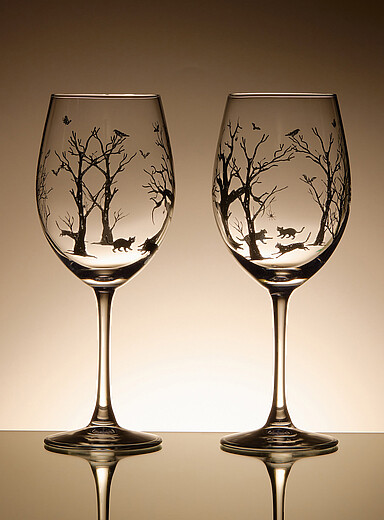 Les verres &agrave; vin soir&eacute;e d'horreur Ensemble de 2 <b>Collection d'Halloween</b>
