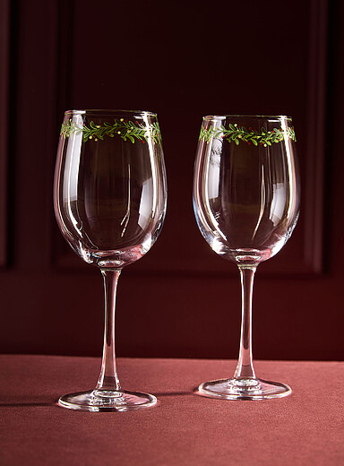 Mistletoe garland wine glasses Set of 2 <b>Christmas Collection</b>
