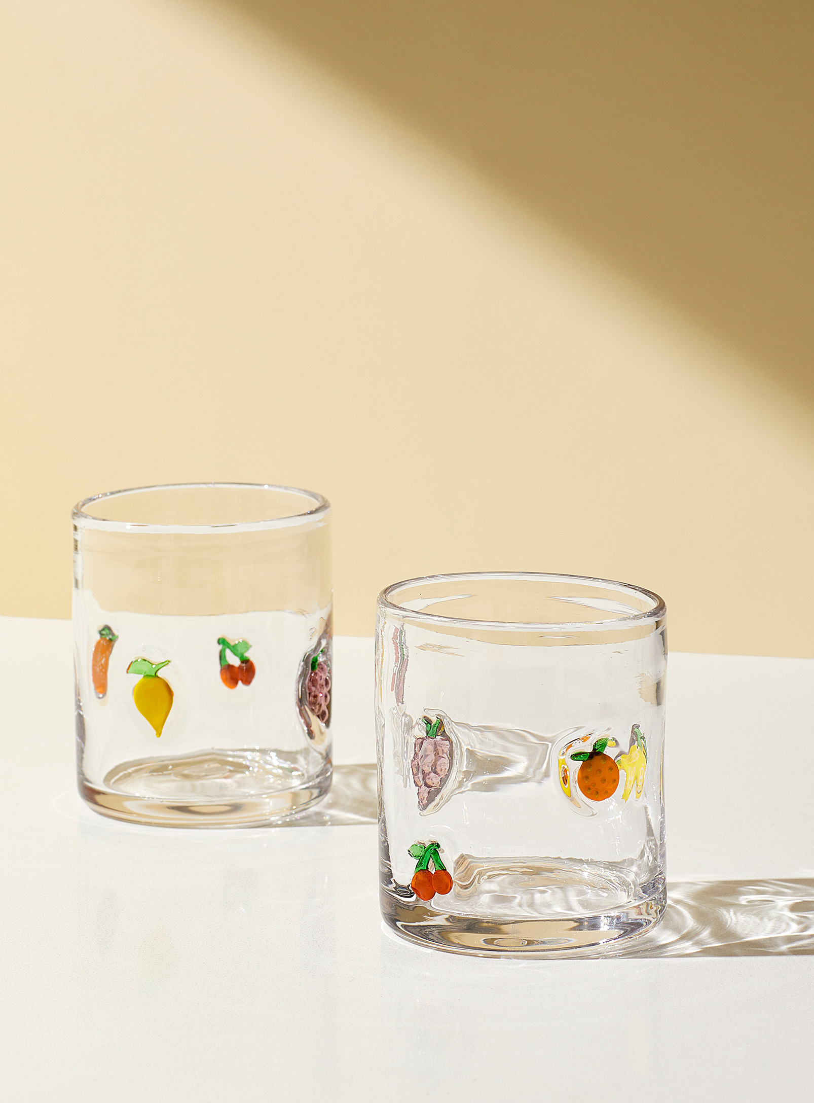 Simons Maison Embossed Fruit Glasses Set Of 2 In Transparent