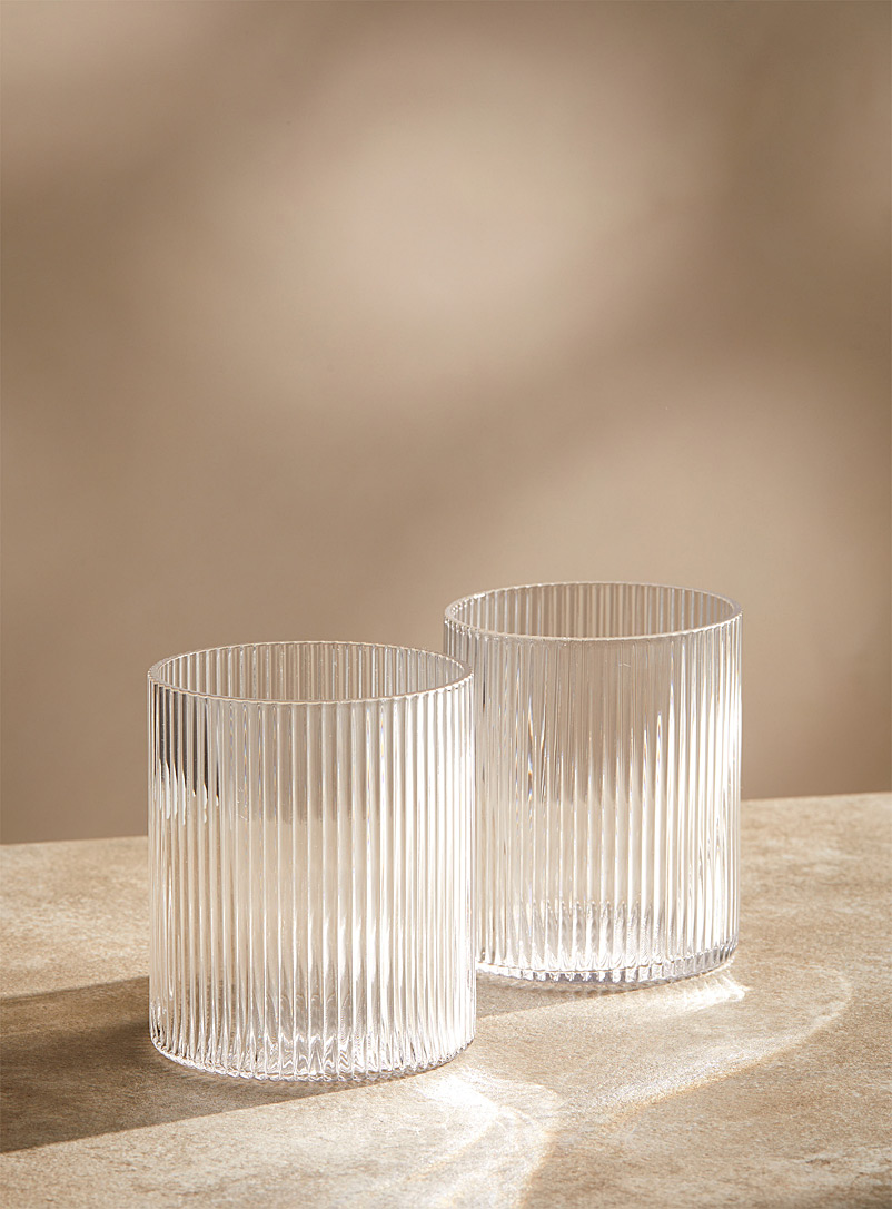 Small fine grooved glasses Set of 2 product image 2