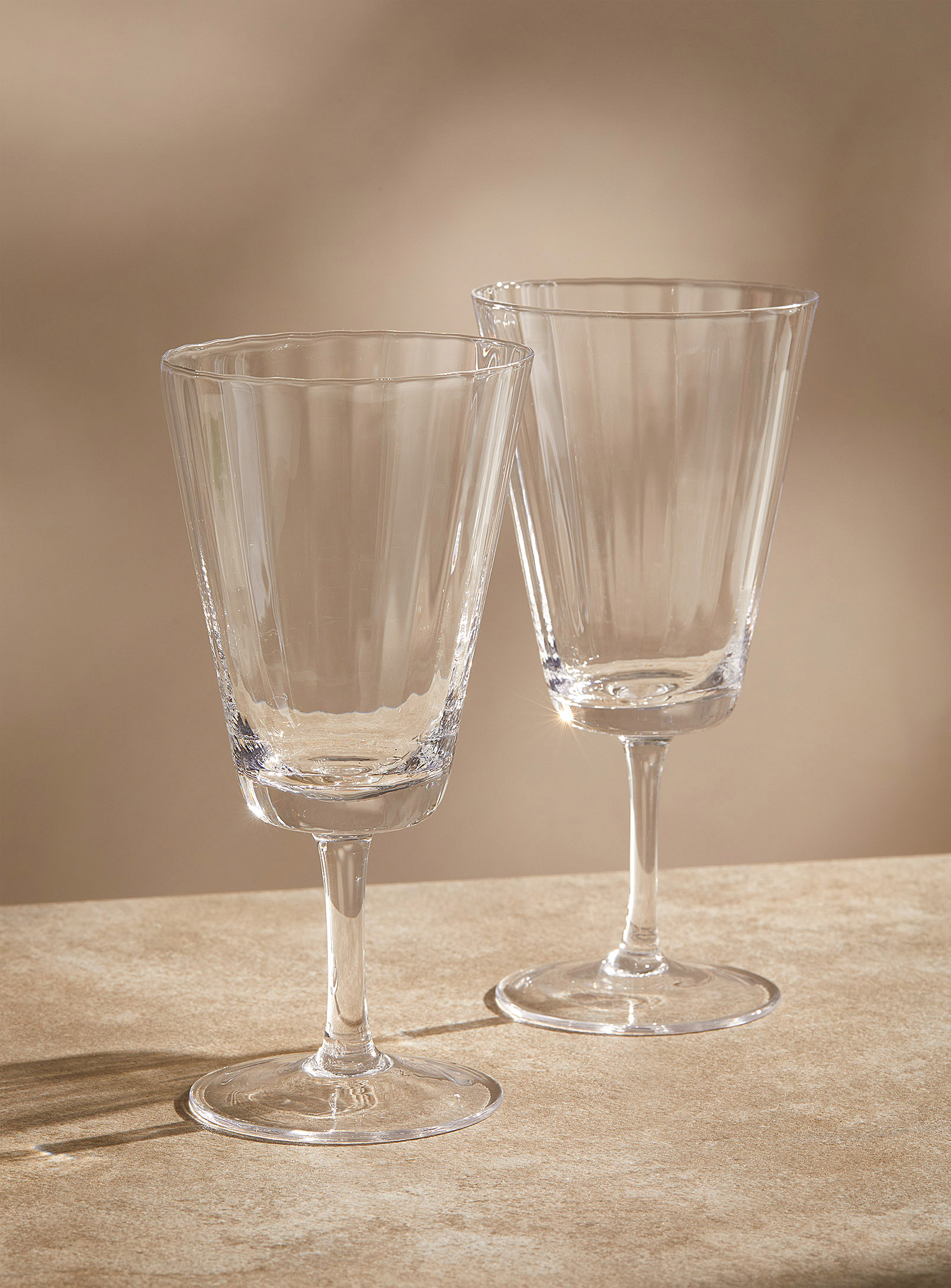 Simons Maison Fine Grooves Wine Glasses Set Of 2 In Transparent