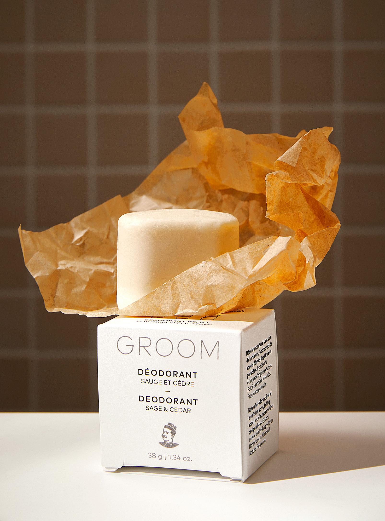 Industries Groom Natural Deodorant Refill Sage, Eucalyptus, Cedar In White