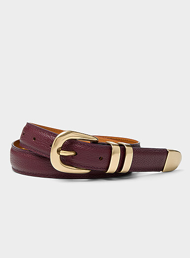 La ceinture cuir grenu surpiqu&eacute;e double passant