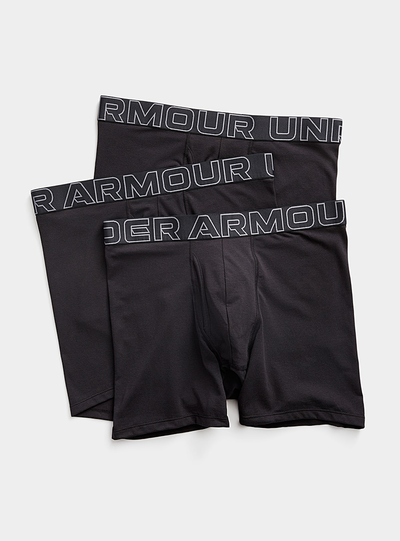 Under Armour: Les boxeurs longs performants Boxerjock noirs Emballage de 3 Noir pour homme