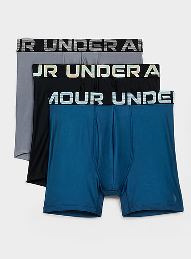 Under Armour: Les boxeurs longs performants taille ray&eacute;e 6 po Boxerjock<sup>MD</sup> Emballage de 3 Bleu &agrave; motifs pour homme