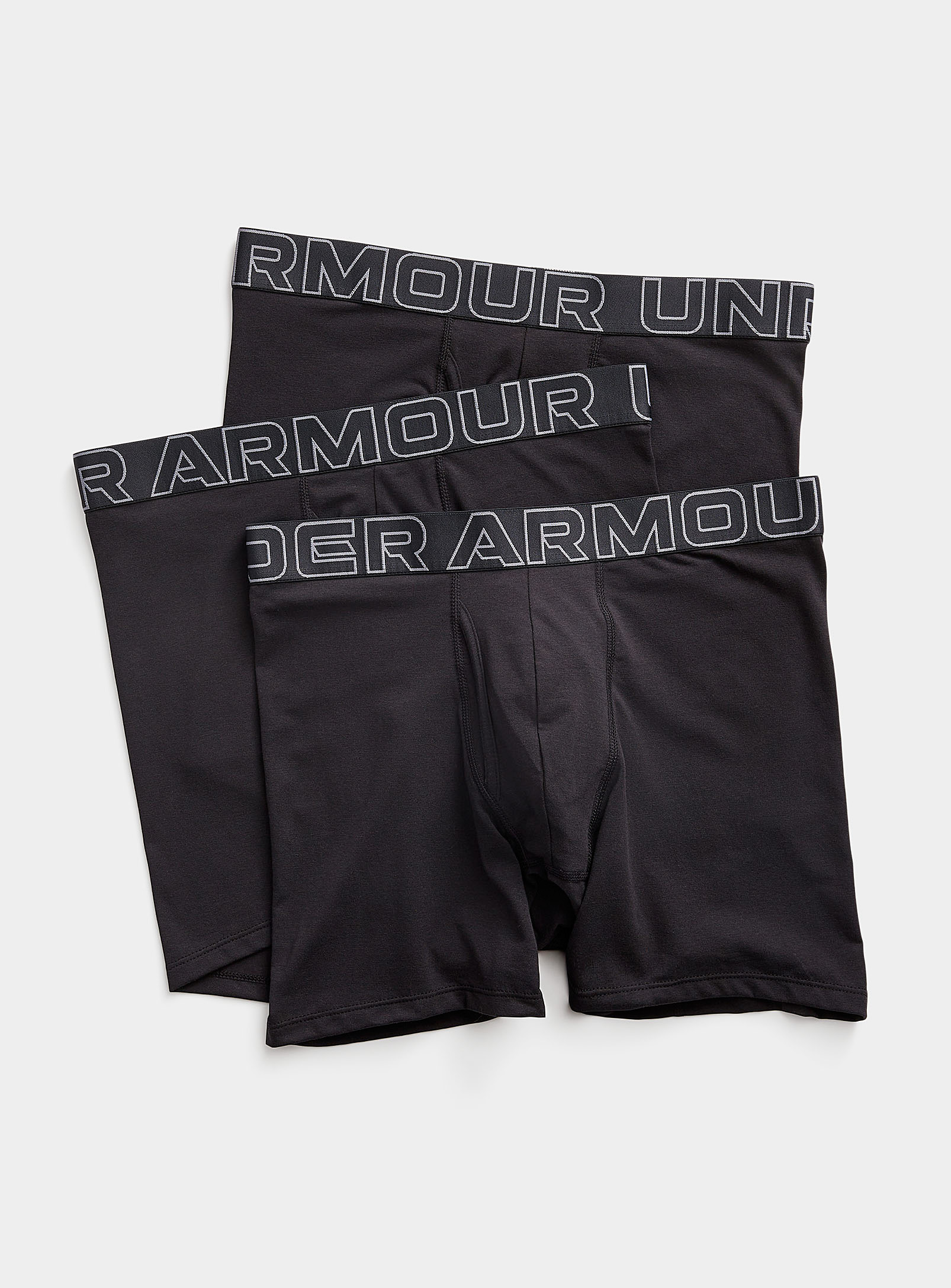 Under Armour - Les boxeurs longs performants Boxerjock noirs Emballage de 3