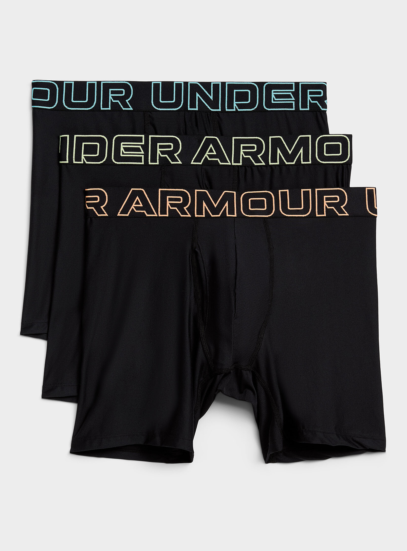 Under Armour - Les boxeurs longs performants 6 po Emballage de 3 (Homme, Noir, T.GRAND)