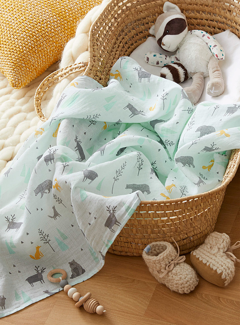 Simons Maison Assorted A walk in the woods muslin blanket 101 x 101 cm