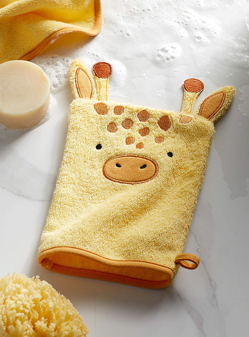 Simons Maison Patterned Yellow Baby giraffe children wash mitt
