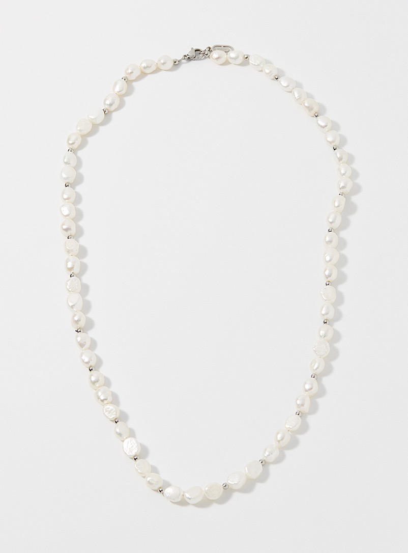 Midi34 White Laurent pearl necklace for men
