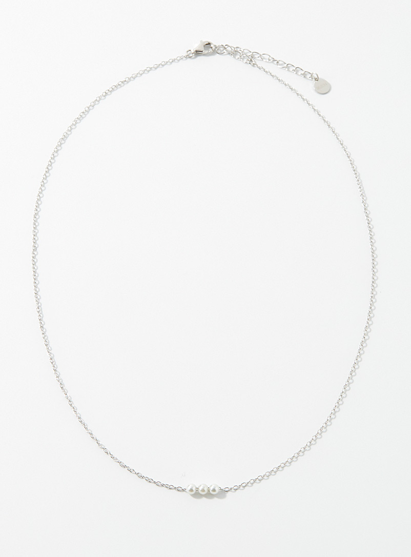 Midi34 Silver Claudie mini-pearl necklace for women