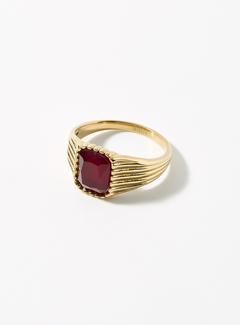La bague signet pierre rouge Oscar | Midi34 | Bagues pour Homme | Simons