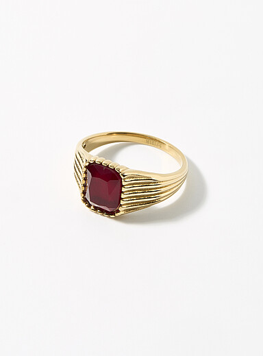 La bague signet pierre rouge Oscar | Midi34 | Bagues pour Homme | Simons
