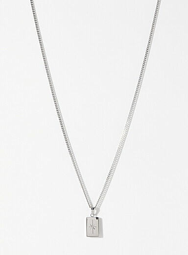 Midi34 Silver Patrick + Jules pendant necklace for men