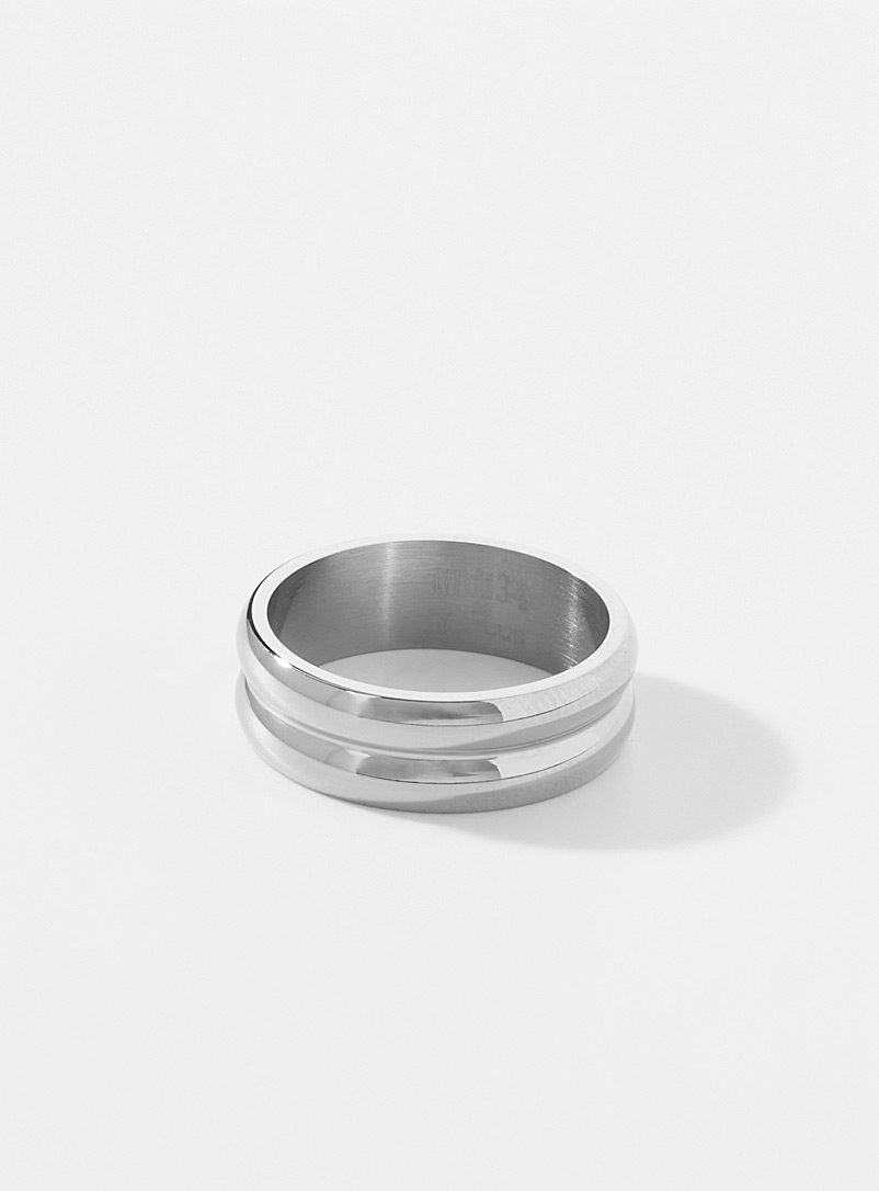 Midi34 Silver William double ring for men