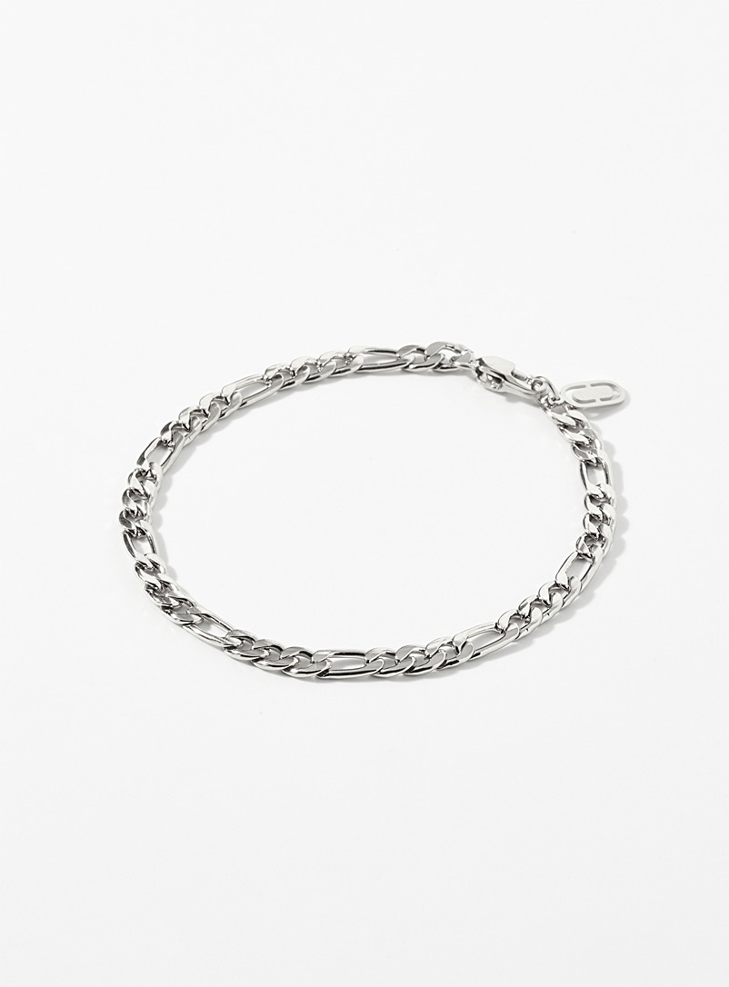 Midi34: Le bracelet chaîne figaro Maxime Argent pour homme