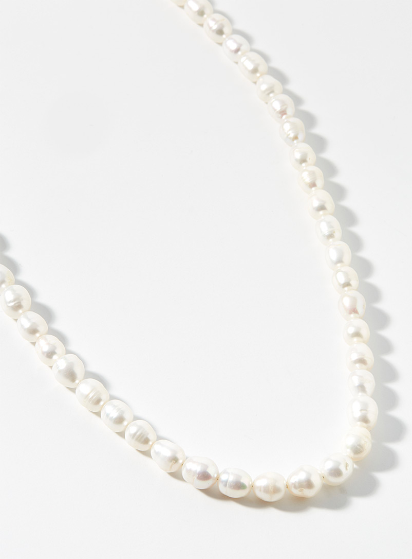 Midi34 White Françoise pearl necklace for men